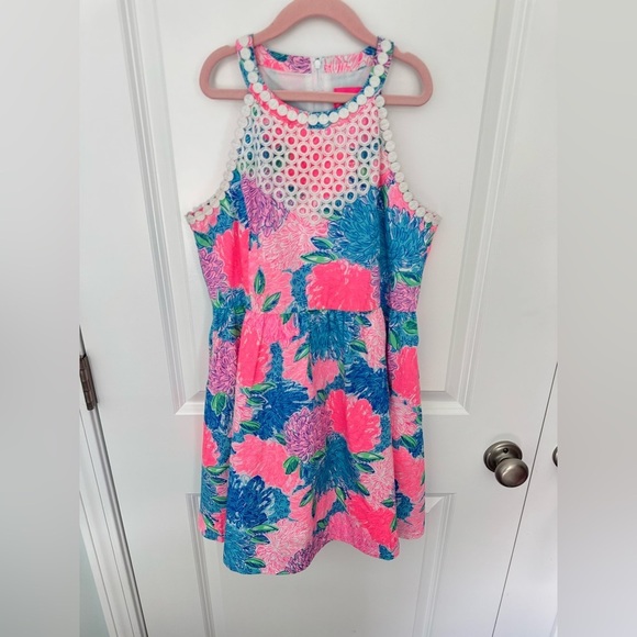 Lilly Pulitzer Girls Little Kinley Dress Beach House Blooms Size 14 - Picture 4 of 10